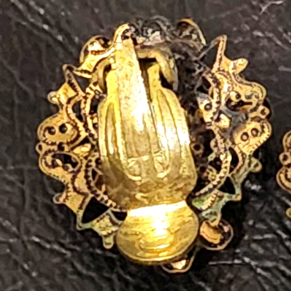 West Germany gold tone filigree multi color gorgeous brooch w matching earrings! - Picture 16 of 16